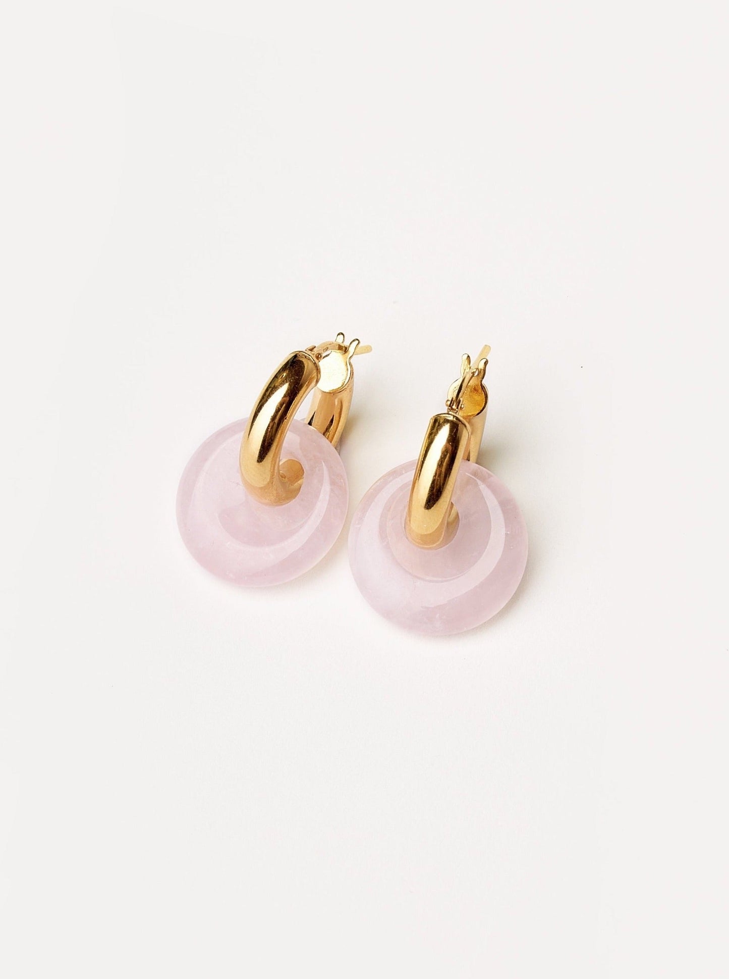 GOLD-PLATED HOOPS WITH ROSE STONE